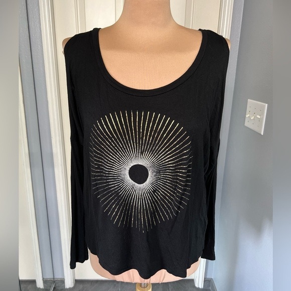 Project Social T Golden Sun Graphic Cold Shoulder T Shirt - Picture 1 of 7